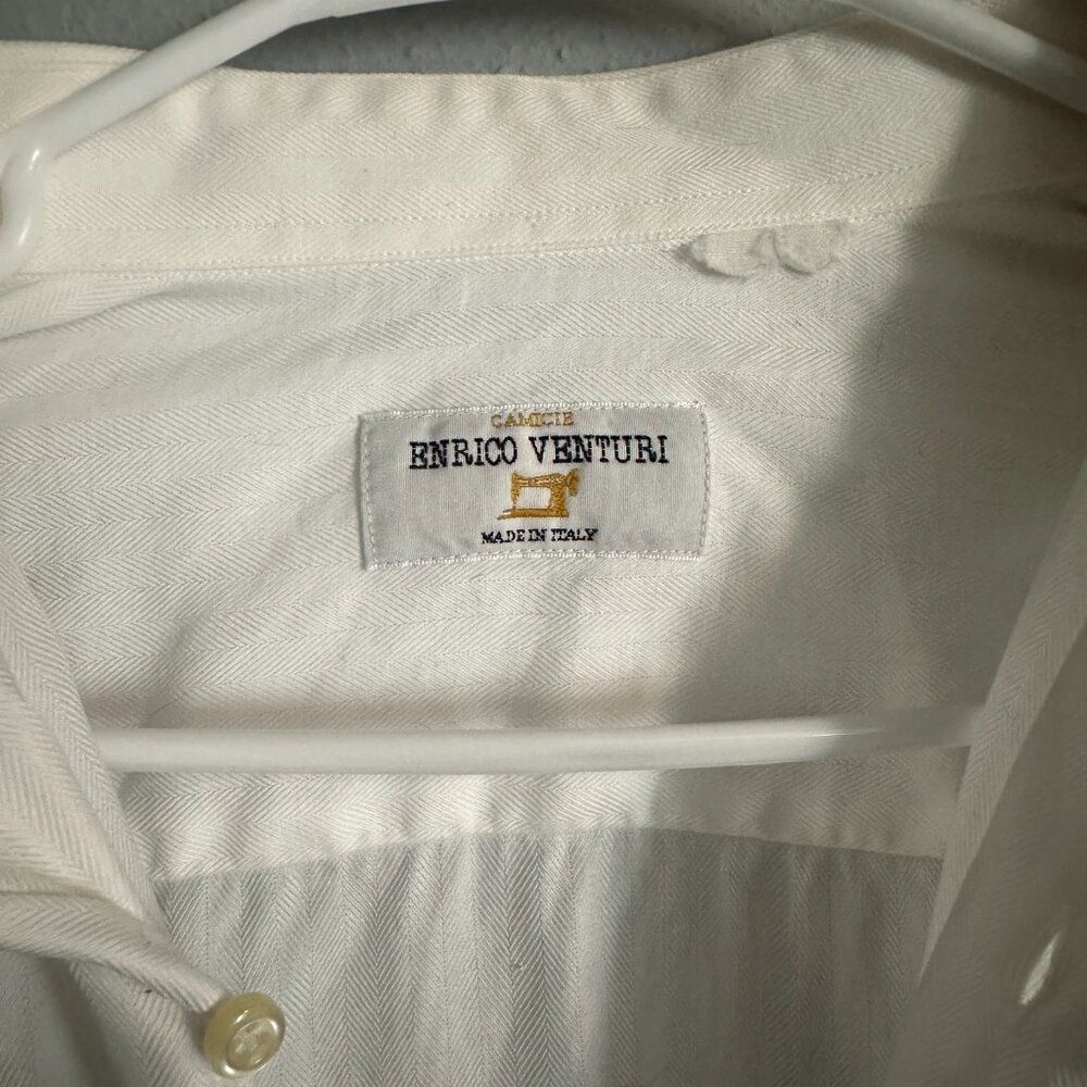 Enrico Venturi Mens White Button Up Shirt Cotton L Made In Italy - Picture 3 of 7